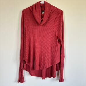 Free People We the Free Kristina Drippy Thermal Tunic Top Cayenne Red Boho SMALL